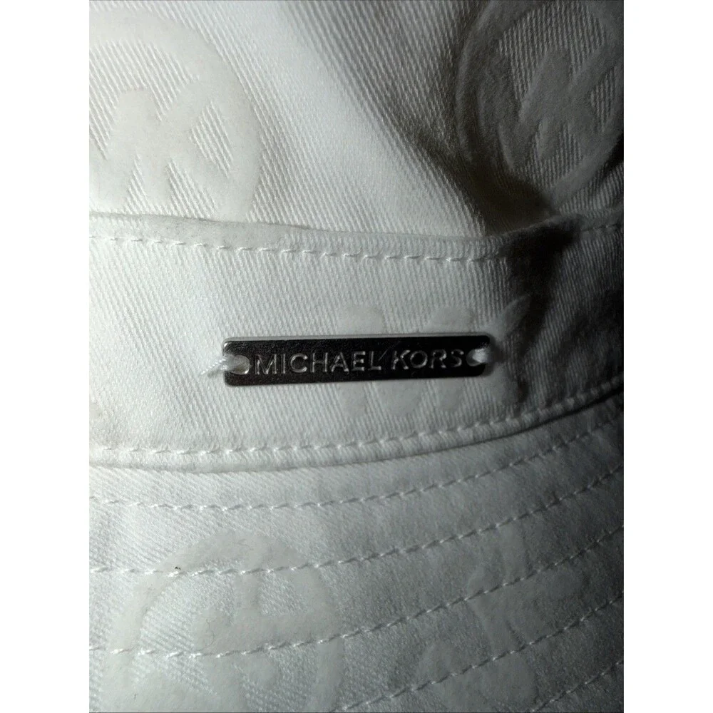 Michael Kors Bucket Hat Cream Cotton With Leather Trim OS Brand New Coach Logo